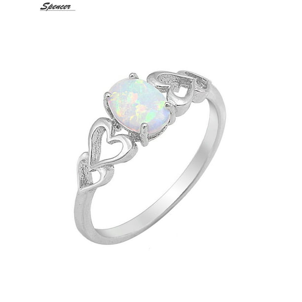 New Silver Ring Woman Man White Fire Opal Moon Stone Wedding Engagement Size6-10 